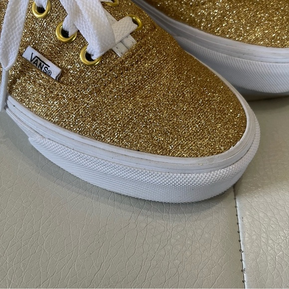 Vans women’s Gold Glitter Sneakers Sparkly Shoes Festival Disco 5.5 - Picture 2 of 10